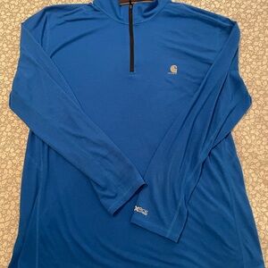 Carhartt Mens Force Extremes Lightweight Quarter-zip Pullover Shirt L Blue